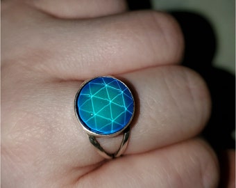 Sterling Silver mood ring faceted 12mm color changing is handmade by Old Hippie Dave 925 sterling silver 12mm gem cut stone
