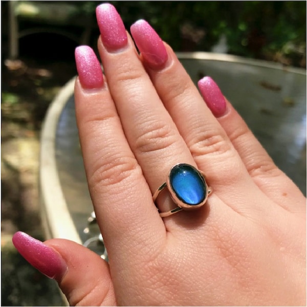 Mood ring  Sterling Silver color changing is handmade by Old Hippie Dave 925 sterling silver WATER PROOF great christmas gift