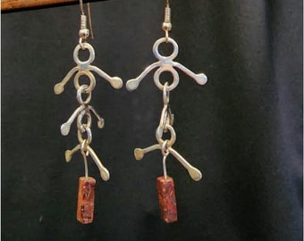sterling silver and jasper earrings handmade by Old Hippie Dave 925 sterling silver