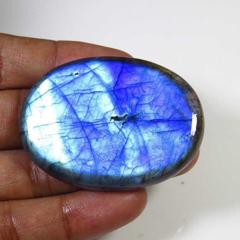 RAREST~ Natural Blue Flash Labradorite Gemstone MX-2094 Blue Labradorite Cabochon 108 Cts Oval Shape Spectrolite Labradorite Jewelry Use