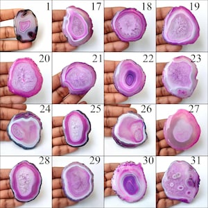 AMAZING~ Pink Slice Agate Cabochon. Natural Slice Druzy Agate Gemstone. Pink Agate Slice Druzy Gemstone. Pink Agate Slice Gemstone. SDM-