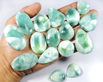 Hemimorphite Cabochon. Hemimorphite Gemstone. (Larimar Pattern) Sky Blue Hemimorphite. Mix Shape Polished Hemimorphite Loose For Jewelry