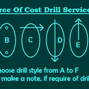 May include: Diagram showing six different drill styles labelled A to F.  Free Of Cost Drill Service is written at the top of the image.  Choose drill style from A to F and make a note, if require of drill.
