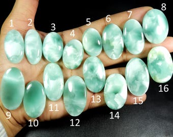 Hemimorphite. Sky Blue Hemimorphite Gemstone. Natural Hemimorphite Quartz Cabochon. Wholesale (Larimar Pattern) Hemimorphite Oval Loose.