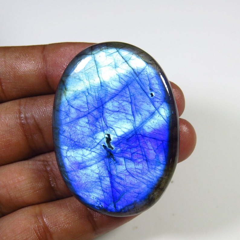 RAREST~ Natural Blue Flash Labradorite Gemstone MX-2094 Blue Labradorite Cabochon 108 Cts Oval Shape Spectrolite Labradorite Jewelry Use