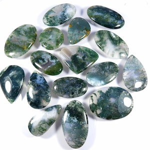 Natuurlijke groene mosagaatcabochon. CHARMANT ~ mosagaat edelsteen. Zeewiermosagaat. Groothandel mosagaat voor sieraden. Variatie MSM