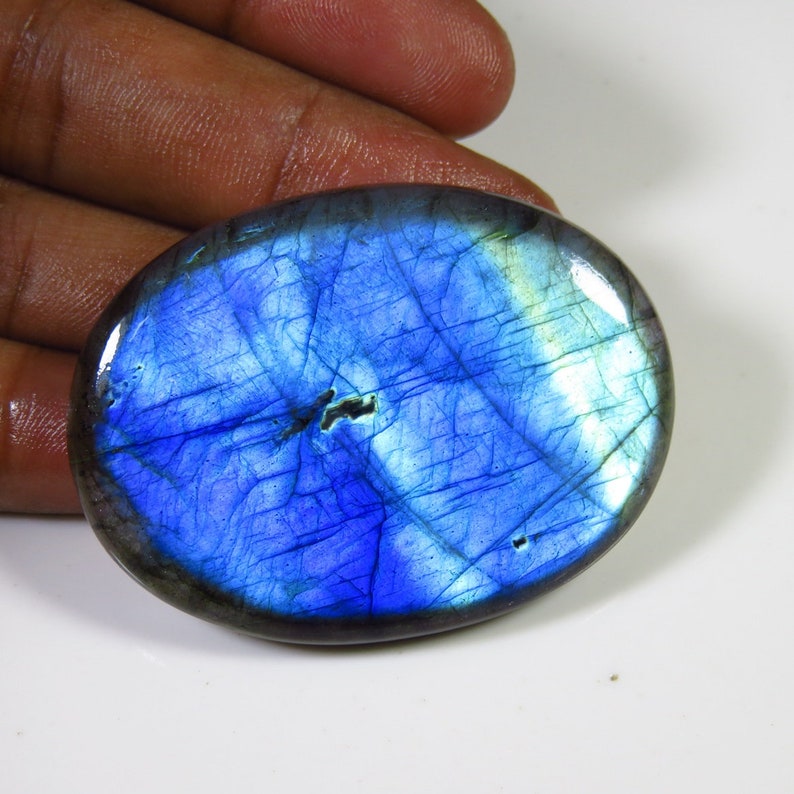 RAREST~ Natural Blue Flash Labradorite Gemstone MX-2094 Blue Labradorite Cabochon 108 Cts Oval Shape Spectrolite Labradorite Jewelry Use