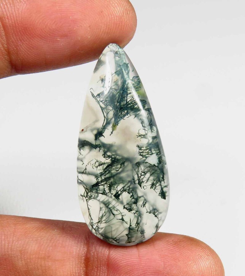 36x16mm SUPEREST~ Seaweed Green Moss Agate Gemstone Pear Shape Moss Agate For Jewelry Moss Agate Cabochon MX-4328 Natural Moss Agate