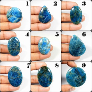 Apatite bleu néon. Cabochon d'apatite bleu néon. Pierre précieuse d'apatite naturelle. Vente en gros d'apatite pour bijoux. Variante-1 EB