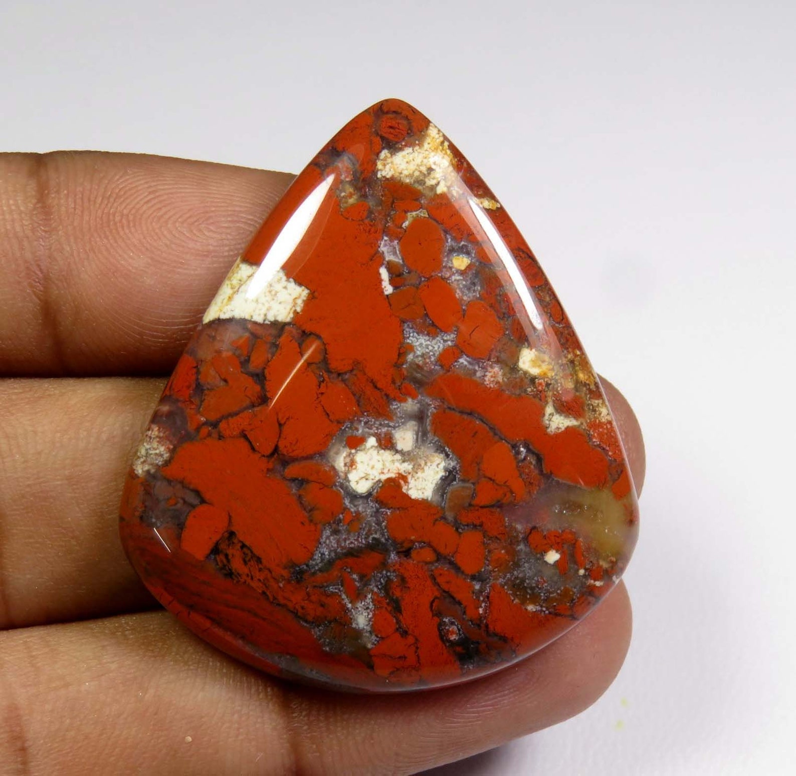 Brecciated Jasper. Brecciated Red Jasper Cabochon. Top Etsy