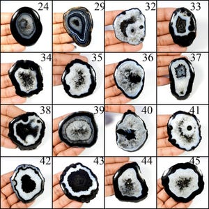 Agate Slice Gemstone. AAA+ Natural Black Slice Druzy Agate Cabochon. Black Slice Druzy Geode Cabochon. Wholesale Black Agate Slice Gemstone