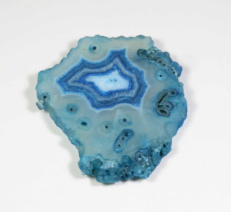 Agate Slice Druzy Geode Agate For Necklace Natural Slice Druzy Agate Gemstone Blue Slice Agate Geode Cabochon Top Rare! 264 Cts MX-4053
