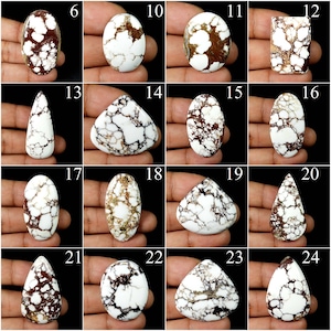 Natural Wild Horse Jasper Mix Shape Cabochon White Brown Magnesite Gemstone For Wire Wrapping