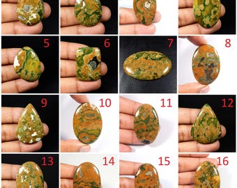 Rhyolite Jasper Cabochon. Charming~ Rhyolite Jasper Gemstone. Natural Rainforest Jasper. Mix Shape Rhyolite Loose. RHM-