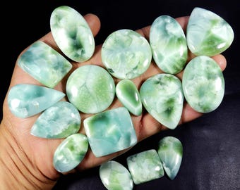 Natural Hemimorphite. Sky Blue Hemimorphite Gemstone. (Larimar Pattern) Hemimorphite Cabochon. Wholesale Hemimorphite Loose For jewelry.