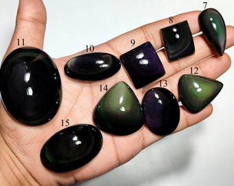 Natural Rainbow Eye Obsidian Cabochon. Mix Shape Gemstone Loose For Jewelry Making Stone