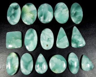 Hemimorphite Cabochon. Natural Sky Blue Hemimorphite Gemstone. (Larimar Pattern) Hemimorphite. Mix Shape Wholesale Hemimorphite Loose.