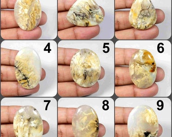 Gelber Dendrit-Achat. Natürlicher Tiger Dendrit Achat Edelstein. Tiger Dendrit Achat Cabochon. Dendrit für Schmuck. Variante TG-A