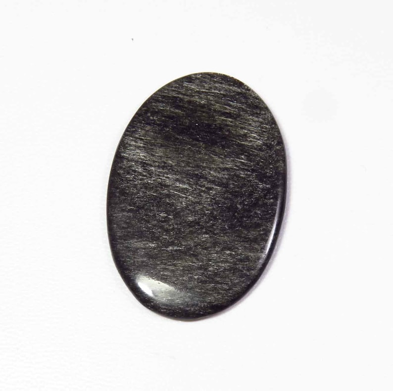 Natural Silver Obsidian 43x29mm MX-4522 Silver Sheen Obsidian Gemstone Oval Shape Obsidian Gemstone Flashy Obsidian Cabochon Charming
