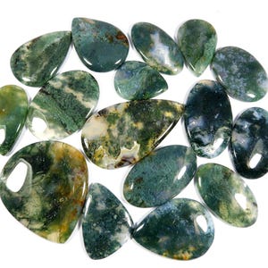 Awesome~ mosagaat edelsteen. AAA+ groene mosagaatcabochon. Natuurlijke zeewiermosagaat. Mixvorm groothandel mosagaat voor losse sieraden.