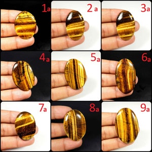 Tijgeroog cabochon. Natuurlijke gele tijgeroog-edelsteen. Klassiek ~ geel flitsend tijgeroog. Groothandel tijgeroog voor sieraden. Variatie. TEM-02