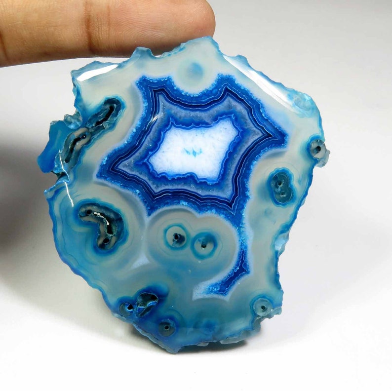 Agate Slice Druzy Geode Agate For Necklace Natural Slice Druzy Agate Gemstone Blue Slice Agate Geode Cabochon Top Rare! 264 Cts MX-4053