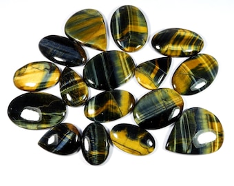 Unique~ Blue Tiger Eye Cabochon. Blue Yellow Tiger Eye. Natural Blue Tiger Eye Gemstone. Mix Shape Tiger Eye For Jewelry.