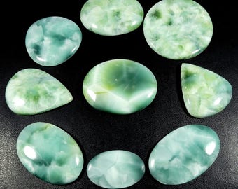 Hemimorphite Gemstone. Sky Blue Hemimorphite. (Larimar Pattern) Hemimorphite Cabochon. Mix Shape Polished Hemimorphite Loose For Jewelry