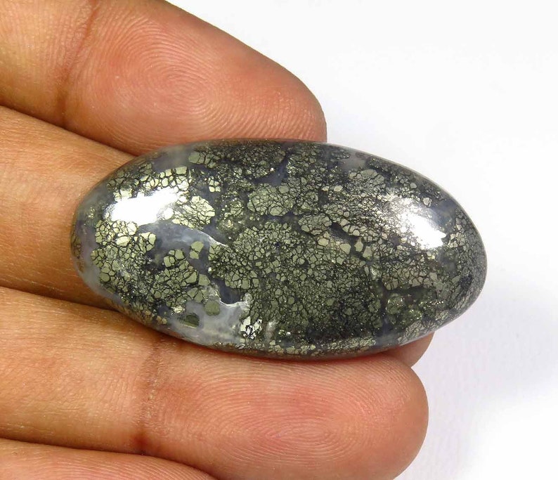 35 Cts MX-2905 Marcasite Cabochon Natural Marcasite Gemstone Oval Shape Grey Color Marcasite Loose For Jewelry Use Marcasite Charming!