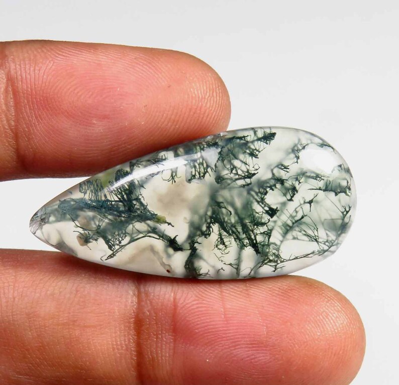 36x16mm SUPEREST~ Seaweed Green Moss Agate Gemstone Pear Shape Moss Agate For Jewelry Moss Agate Cabochon MX-4328 Natural Moss Agate