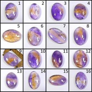 Uniek! Ametrien. Biokleurige ametrische cabochon. Natuurlijke geelpaarse ametrische edelsteen. Mixvorm ametrien voor sieraden. Variatie: