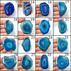Blue Agate Slice Druzy Gemstone. Awesome~ Blue Slice Druzy Agate Cabochon. Natural Agate Slice Geode Cabochon Loose For Jewelry