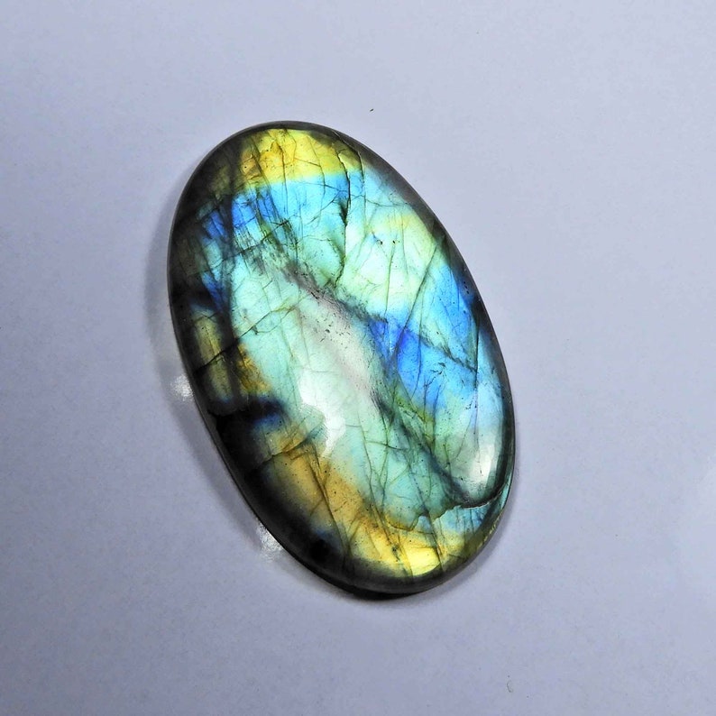 Glorious~ Blue Labradorite Cabochon Natural Blue Flash Labradorite Gemstone 61x35mm Oval Shape Handmade Spectrolite Labradorite jewelry use