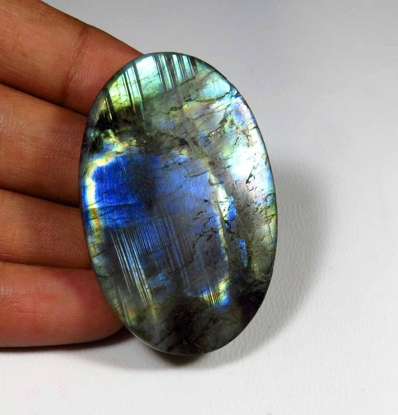 Blue Flash Labradorite Cabochon 47x32mm Blue Labradorite Oval Spectrolite Labradorite Natural Labradorite Gemstone GLORIOUS MX-4687