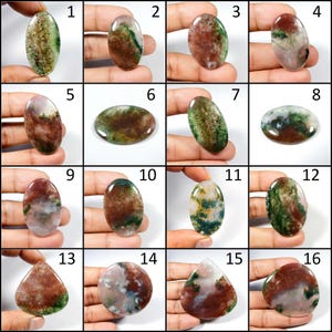 AAA+ groene mosagaatcabochon. Charmant! Mosagaat edelsteen. Natuurlijke zeewiermosagaat. Mixvorm groothandel mosagaat voor losse sieraden.