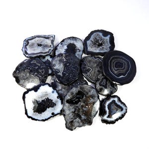 Cabujón de geoda drusa negra. Piedra preciosa natural de ágata. Cabujón de ágata drusa negra AAA++. Piedra preciosa de ágata negra al por mayor.