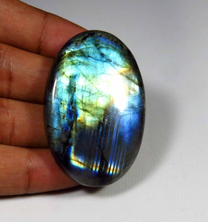 Blue Flash Labradorite Cabochon 47x32mm Blue Labradorite Oval Spectrolite Labradorite Natural Labradorite Gemstone GLORIOUS MX-4687