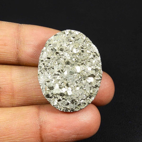 Golden Pyrite Druzy Cabochon. AAA+ Pyrite Druzy Geode. Natural Pyrite Druzy Gemstone. Pyrite Druzy Crystal Jewelry Use. 98 Cts. MX-7805