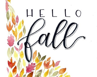 Hello Fall watercolor print