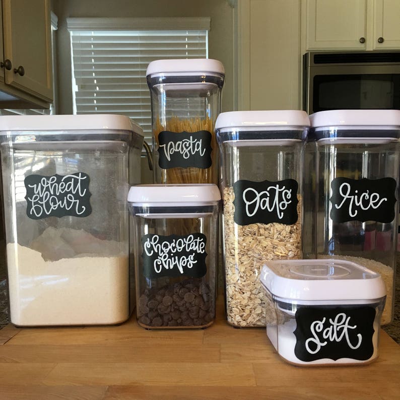 custom hand lettered pantry labels set of 12 etsy