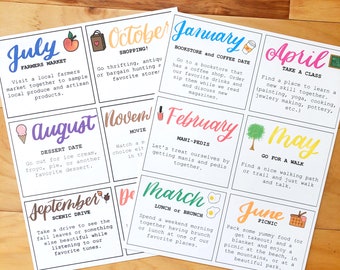 PRINTABLE 12 Months of Dates: Going Out