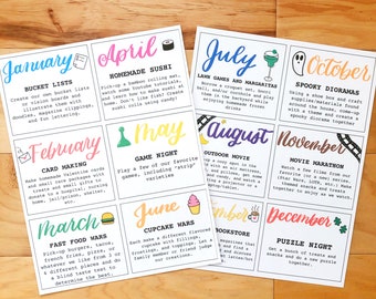 PRINTABLE 12 Months of at-home Dates: Set B
