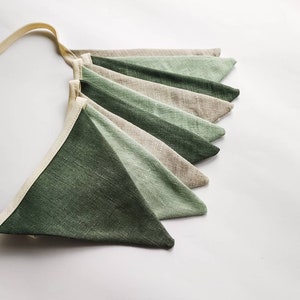 Linen Flag Banner Wall decor, fabric garland, Eco friendly