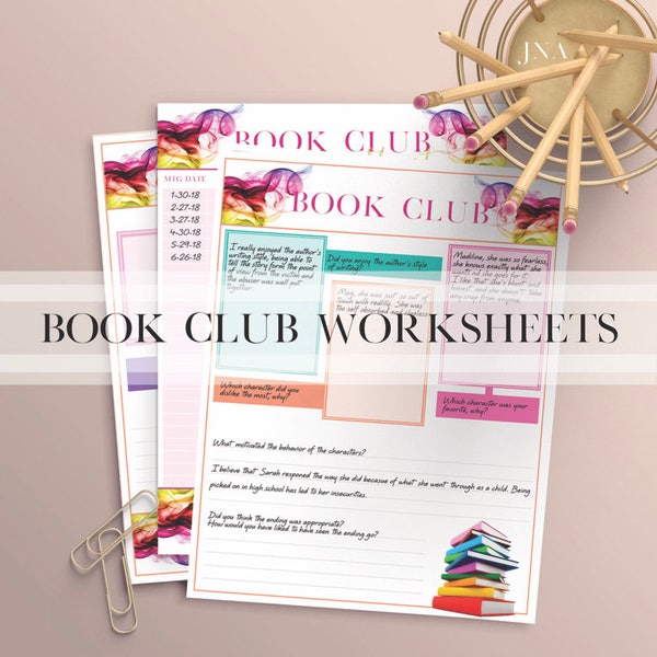 Book Club Worksheets Etsy Book Club Worksheets Etsy