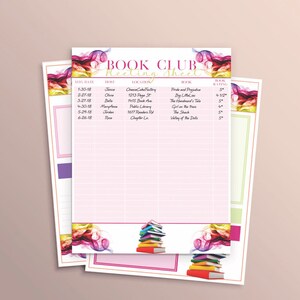 Book Club Worksheets Instant Download | Etsy