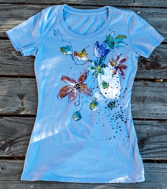Short Sleeve T-shirt 100% Organic Cotton Garment Dye Handmade