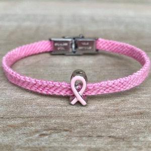 Charm breast cancer bracelet for women Cancer awareness jewelry Pink ribbon Supporter gift
