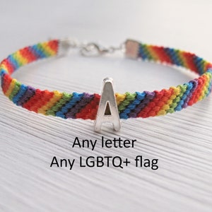 Personalised pride jewelry Monogram LGBT bracelet Bisexual trans gay demiboy lesbian gift