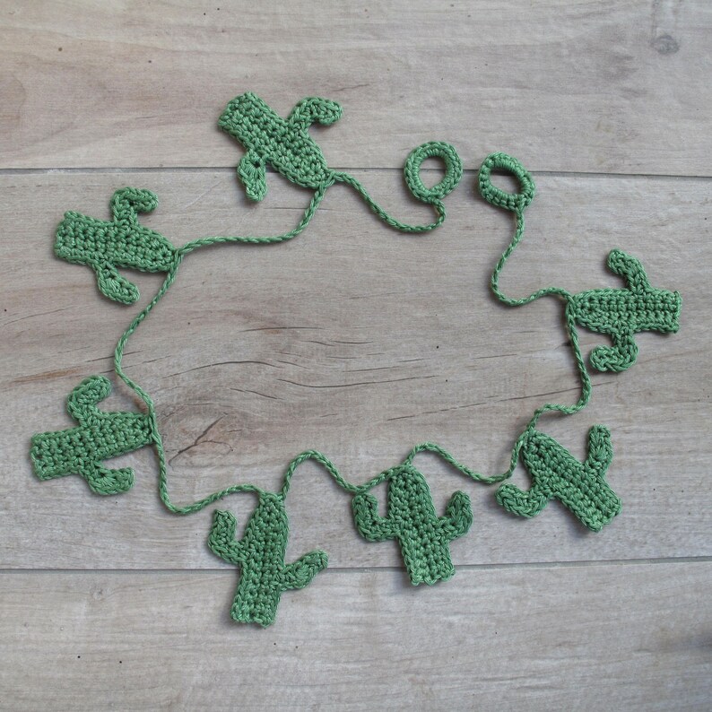 Primitive Christmas Decor Crochet Cactus Garland Bunting Etsy