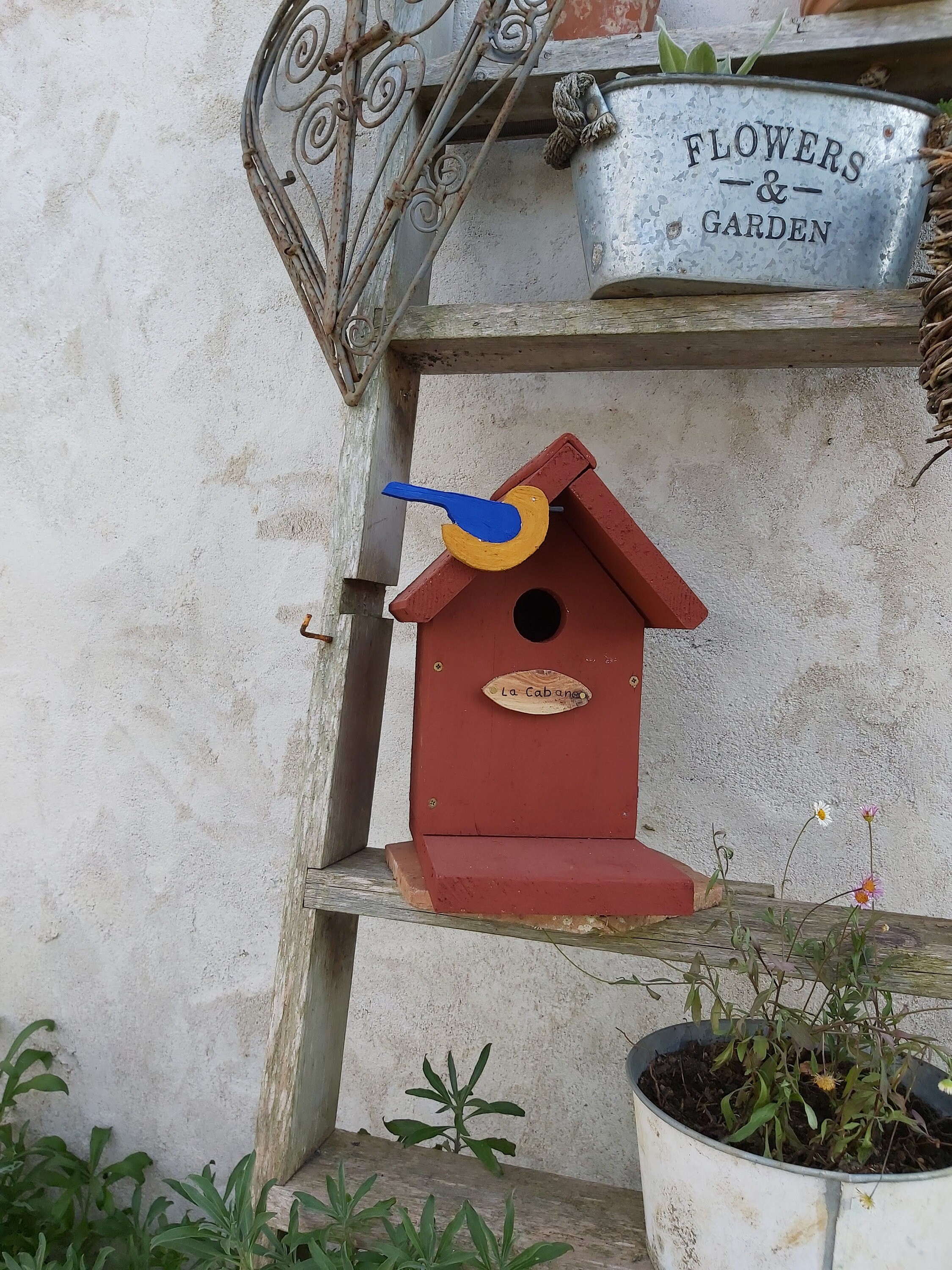 Nichoir Mangeoire Maison Oiseaux Jardin Extérieur Décoration Distributeur Graines Abri Oiseaux, Caba